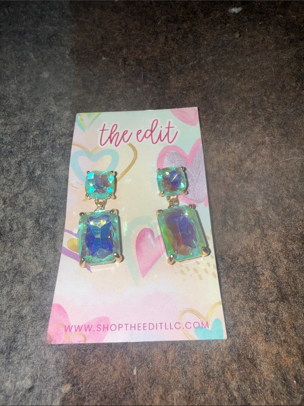The Edit Iridescent Glass Drop Earrings - Aqua Multicolor